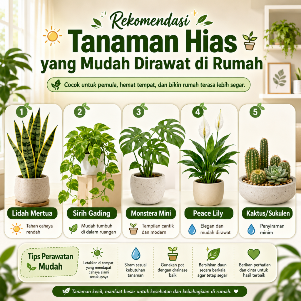 Rekomendasi Tanaman Hias yang Mudah Dirawat di Rumah